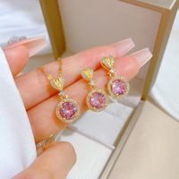 Copper Simple Style Plating Inlay Rhombus Bow Knot Zircon Jewelry Set sku image 59