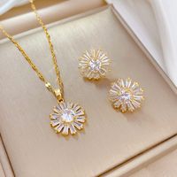 Copper Simple Style Plating Inlay Rhombus Bow Knot Zircon Jewelry Set sku image 43