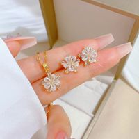 Copper Simple Style Plating Inlay Rhombus Bow Knot Zircon Jewelry Set sku image 19