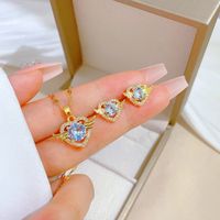 Copper Simple Style Plating Inlay Rhombus Bow Knot Zircon Jewelry Set sku image 11