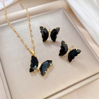Copper Simple Style Plating Inlay Rhombus Bow Knot Zircon Jewelry Set sku image 1