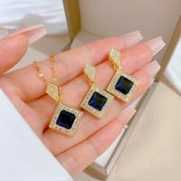 Copper Simple Style Plating Inlay Rhombus Bow Knot Zircon Jewelry Set sku image 60