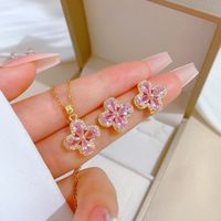 Copper Simple Style Plating Inlay Rhombus Bow Knot Zircon Jewelry Set sku image 52