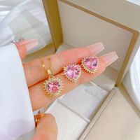 Copper Simple Style Plating Inlay Rhombus Bow Knot Zircon Jewelry Set sku image 21