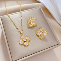Copper Simple Style Plating Inlay Rhombus Bow Knot Zircon Jewelry Set sku image 37