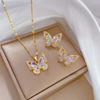 Copper Simple Style Plating Inlay Rhombus Bow Knot Zircon Jewelry Set sku image 39