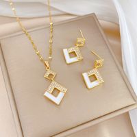 Copper Simple Style Plating Inlay Rhombus Bow Knot Zircon Jewelry Set sku image 40