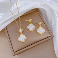 Copper Simple Style Plating Inlay Rhombus Bow Knot Zircon Jewelry Set sku image 23