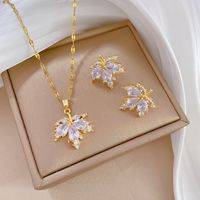 Copper Simple Style Plating Inlay Rhombus Bow Knot Zircon Jewelry Set sku image 8