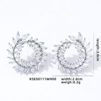 1 Pair Simple Style Leaves Hollow Out Inlay Copper Zircon Ear Studs sku image 4