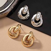 2 Pieces Simple Style Circle Round Plating Alloy Ferroalloy 14k Gold Plated Silver Plated Ear Studs main image 2