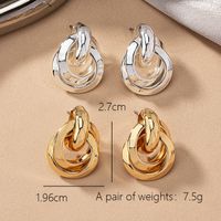 2 Pieces Simple Style Circle Round Plating Alloy Ferroalloy 14k Gold Plated Silver Plated Ear Studs main image 7