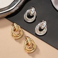 2 Pieces Simple Style Circle Round Plating Alloy Ferroalloy 14k Gold Plated Silver Plated Ear Studs main image 6