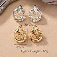 2 Pieces Simple Style Circle Round Plating Alloy Ferroalloy 14k Gold Plated Silver Plated Ear Studs main image 5