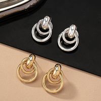 2 Pieces Simple Style Circle Round Plating Alloy Ferroalloy 14k Gold Plated Silver Plated Ear Studs main image 9