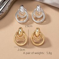 2 Pieces Simple Style Circle Round Plating Alloy Ferroalloy 14k Gold Plated Silver Plated Ear Studs main image 8