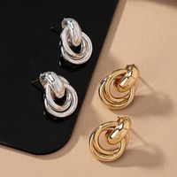 2 Pieces Simple Style Circle Round Plating Alloy Ferroalloy 14k Gold Plated Silver Plated Ear Studs main image 3