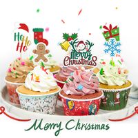 Christmas Valentine's Day New Year Modern Style Snowman Snowflake Paper Family Gathering Party Festival Cake Decorating Supplies main image 1