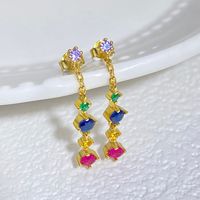 1 Pair Elegant Colorful Plating Inlay Sterling Silver Zircon Drop Earrings main image 2
