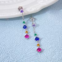 1 Pair Elegant Colorful Plating Inlay Sterling Silver Zircon Drop Earrings sku image 1