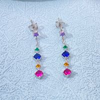 1 Pair Elegant Colorful Plating Inlay Sterling Silver Zircon Drop Earrings main image 1