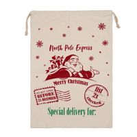 Cartoon Style Cute Santa Claus Canvas Family Gathering Party Gift Bags sku image 4
