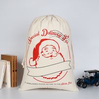Cartoon-stil Süß Weihnachtsmann Segeltuch Familientreffen Gruppe Geschenk Taschen main image 2