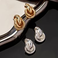 2 Pieces Simple Style Commute Circle Round Plating Alloy Ferroalloy 14k Gold Plated Silver Plated Ear Studs main image 5