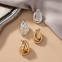 2 Pieces Simple Style Commute Circle Round Plating Alloy Ferroalloy 14k Gold Plated Silver Plated Ear Studs main image 4