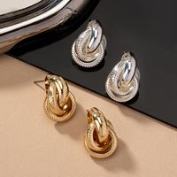 2 Pieces Simple Style Commute Circle Round Plating Alloy Ferroalloy 14k Gold Plated Silver Plated Ear Studs main image 1