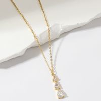 Simple Style Water Droplets Copper Plating Inlay Zircon Gold Plated Pendant Necklace sku image 1