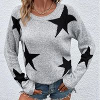 Women's Sweater Long Sleeve Sweaters & Cardigans Jacquard Streetwear Star main image 6
