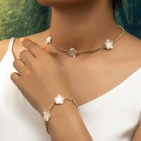 Elegant Romantic Flower Ferroalloy Plating Inlay Rhinestones 14k Gold Plated Women's Bracelets Necklace sku image 1