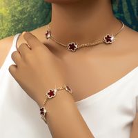 Elegant Romantic Flower Ferroalloy Plating Inlay Rhinestones 14k Gold Plated Women's Bracelets Necklace sku image 2