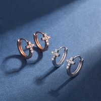 1 Pair Simple Style Commute Cross Plating Inlay Sterling Silver Zircon Earrings main image 1