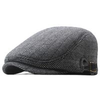 Men's Retro British Style Stripe Curved Eaves Beret Hat main image 5