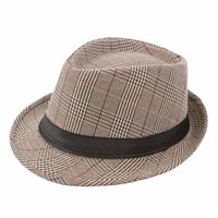 Men's Vintage Style British Style Plaid Wide Eaves Fedora Hat sku image 1