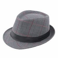 Men's Vintage Style British Style Plaid Wide Eaves Fedora Hat sku image 5