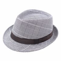 Men's Vintage Style British Style Plaid Wide Eaves Fedora Hat sku image 3
