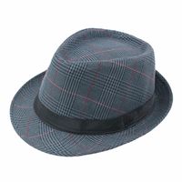 Men's Vintage Style British Style Plaid Wide Eaves Fedora Hat sku image 2