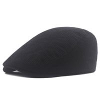 Men's Retro British Style Solid Color Curved Eaves Beret Hat main image 4