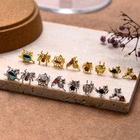 1 Piece Ear Cartilage Rings & Studs Simple Style Spider Spider Web Bat 316 Stainless Steel  Copper Plating Inlay Zircon main image 4