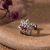 1 Piece Ear Cartilage Rings & Studs Simple Style Spider Spider Web Bat 316 Stainless Steel  Copper Plating Inlay Zircon sku image 6