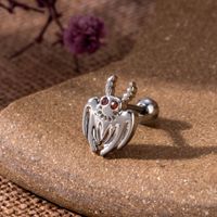 1 Piece Ear Cartilage Rings & Studs Simple Style Spider Spider Web Bat 316 Stainless Steel  Copper Plating Inlay Zircon sku image 2