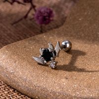 1 Piece Ear Cartilage Rings & Studs Simple Style Spider Spider Web Bat 316 Stainless Steel  Copper Plating Inlay Zircon sku image 9