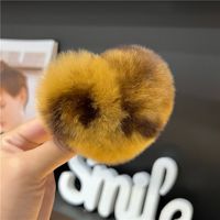 Women's Cute Simple Style Heart Shape Rabbit Fur Hair Clip sku image 2