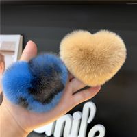 Women's Cute Simple Style Heart Shape Rabbit Fur Hair Clip main image 6