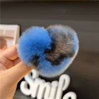 Women's Cute Simple Style Heart Shape Rabbit Fur Hair Clip sku image 5