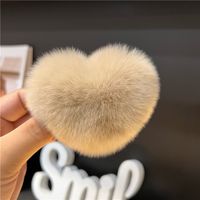 Women's Cute Simple Style Heart Shape Rabbit Fur Hair Clip sku image 4