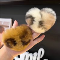 Women's Cute Simple Style Heart Shape Rabbit Fur Hair Clip main image 5